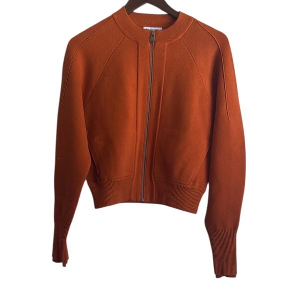 Athleta Sequoia Sweater Burnt Orange Athletic Cardigan Sweater Jacket Sz XS - Picture 2 of 6